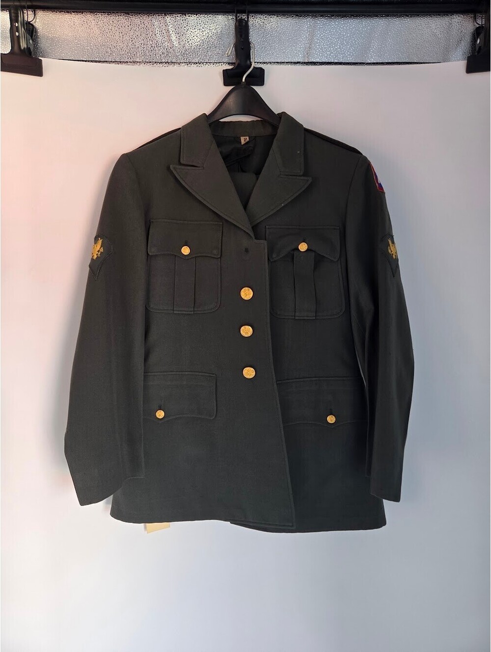 US Army Dress Green Uniform Jacket Pants Set Size 38R 5th Army Patch